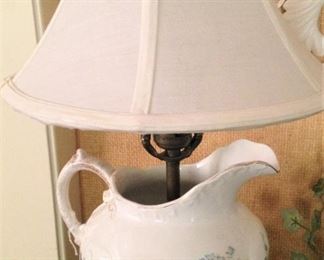 Antique pitcher lamp