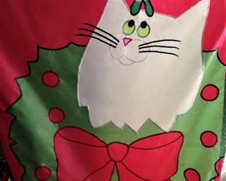Cat Christmas flag