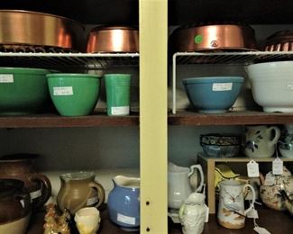 Kitchen choices; many small pitchers