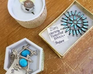 sterling jewelry Zuni  Turquoise