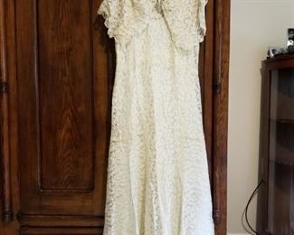 Vintage 1930's Wedding Dress / Silk & Lace / Mint Condition 