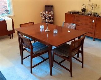 Dunbar dinning table, chairs, buffet, drop leaf table, sterling silver
