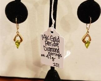 Gold Peridot Diamond earrings