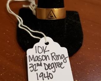 10k Mason Ring 32nd Degree 1940