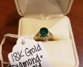 18k Gold Diamond & Emerald 