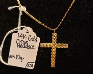 14k Gold Cross Necklace 