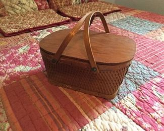 Vintage very small picnic basket- waiting for a dolly picnic 