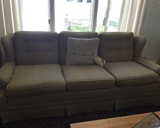 Grey and oatmeal 3 cushion sofa 