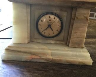 Vintage Telechron alabaster mantel clock.  Works.  
