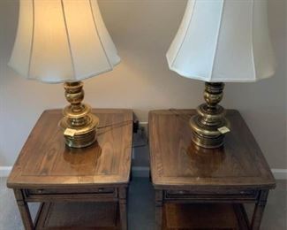 Heritage Side Tables and Two Stiffel Lamps