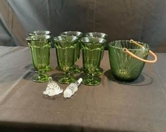 Modern Green Glass Set