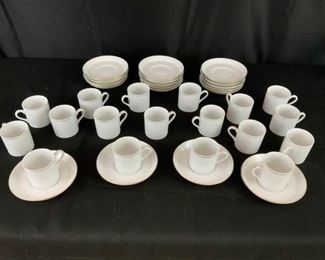 Small White and Gold Tea Cups and Saucers
