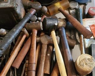 large assortment of hammers