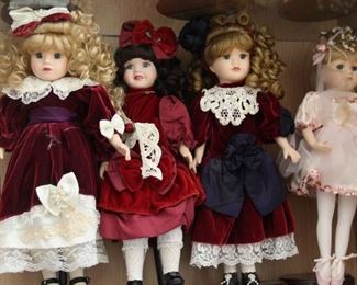 #21 $40.00. Lot 4 porcelain dolls Victorian collection 17”