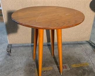 Small Round Wood Table With Mid Century Legs Location 1D Middle