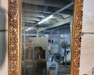 Large Hard Plastic Gilded Frame Mirror