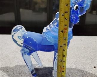 Blue Murano Hand Blown Horse