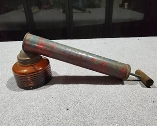 Vintage Universal Metal Bug Sprayer with Brown Glass