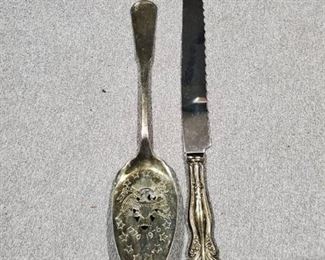 Oneida Silver Plated Cake Pie Server USA Patriotic Bicentennial 1776 - 1976 and Stainless Steel Sheffield England Carving Knife