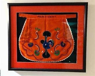 $40 Framed Portugal rooster apron.  28.5" W x 24" H. 