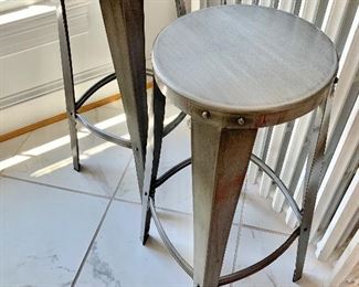$120 4 metal geometric stools: 30" H. 