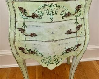 $160 for pair of  vintage, painted side tables. 18.5" W, 12.5" D, 27" H. 