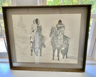 $325 Signed Don Bailey drawing 35" W x 28" H. 