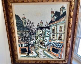 $175 French Street scene painting 28" W x 32" H. 