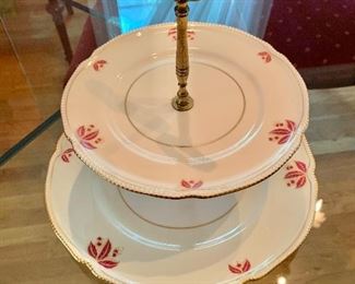 $30 Double plate serving dish stand Lower plate 10.5" diam.