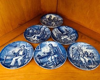 $40 Set of 6 blue and white small dishes.  Approx 4" diam.  