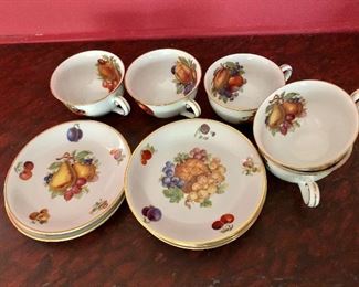 Set of 6 fruit cups and saucers 