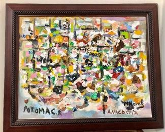 $300 Mladen Novak Original Abstract Painting .  22" W x 18" H. 