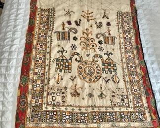$100 Vintage Indian tapestry embroidered.  32" W x 40" L. 