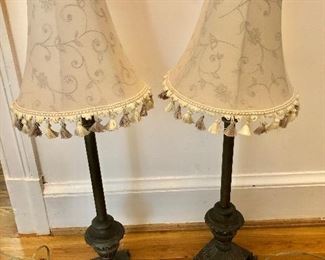 Pair of matching lamps. Each 32" H. 