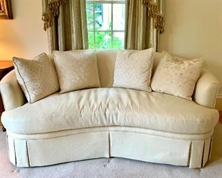 Item 2: Down Filled, Linen Upholstered, Kidney Shaped Sofa - 70"l x 27"w x 32"h: $850