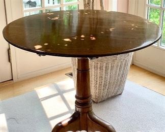 Item 7: Antique Pedestal Side Table - 30.5" x 27.5" - Please not condition issues in photos: $400