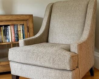 Item 27: Ethan Allen Emerson Armchair - exudes clean, classic elegance with gracefully sloped arms and sleek tapered legs - 30"l x 23.5"w x 38"h: $500