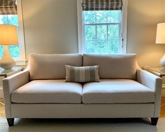 Item 19: Ethan Allen Linen Sofa - 77"l x 30.5"w x 31"h: $900