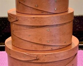 Item 61: Reproduction Shaker Lidded Boxes - Set of 3: $70 Large - 6" x 3.5"