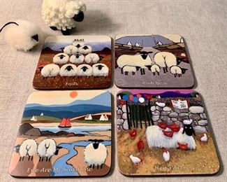 Sheep Motif Coasters & Figurines: $12