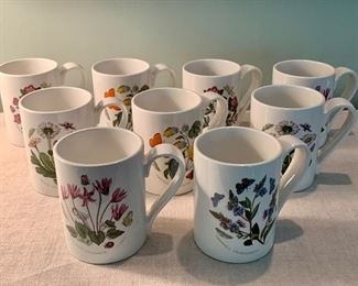 Lot of (9) Portmeirion Floral Motif Coffee Mugs: $58