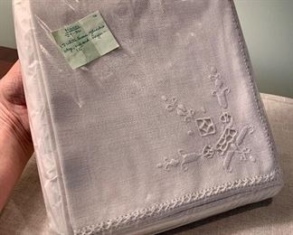 (12) White Linen Napkins: $24