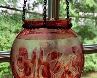 Item 56: Hanging Cut to Clear Planter - some flakes - 5.5": $25