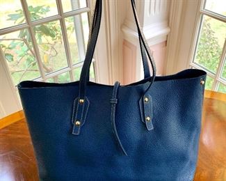 Luxe blue leather tote: $80