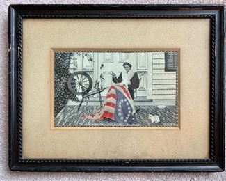 Item 66: "Betsy Ross Making the First U.S. Flag" Stevengraph: 13.25" x 10.25": $75