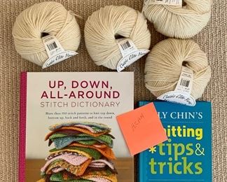 Lot 13: "Aran" Yarn with Knitting Books: $25