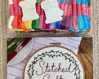 Lot 15: Embroidery Floss and Book: $20