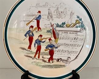 Creil et Montereau Musical Faience Terre de Fer Transferware Plate - $40
