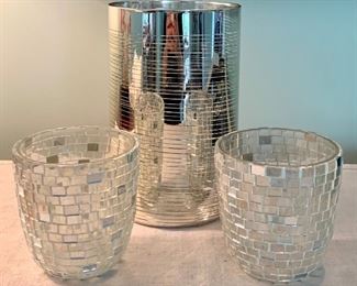 Lot of Silver - 2 votives and taller candle holder: $14