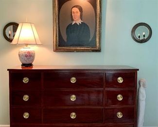 Item 72: Baker Furniture Chest of Drawers - 61"l x 19.75"w x 44.75"h: $2800 (Painting and Lamps are Not for Sale!)